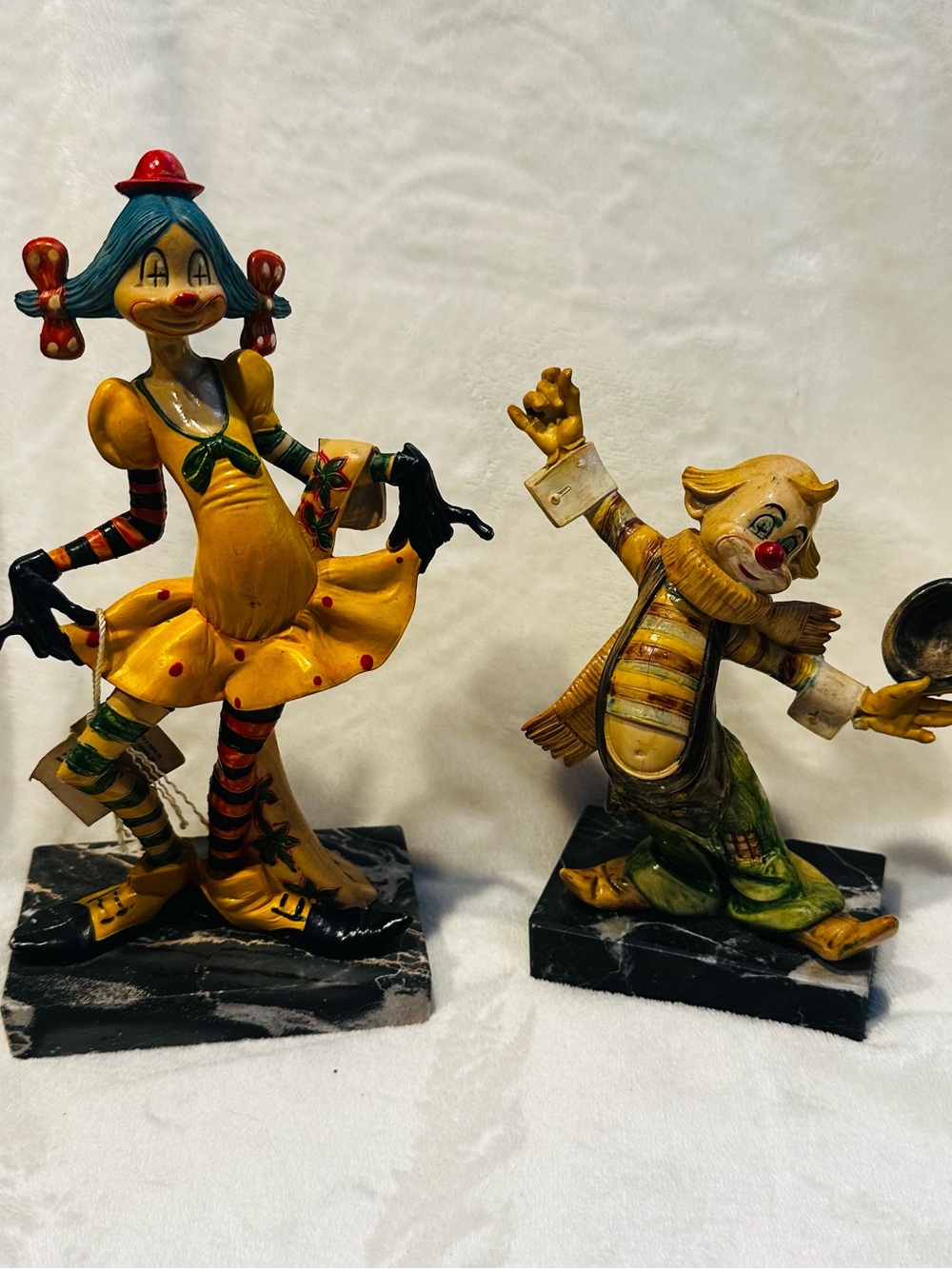 Fontanini Clown Girl #944, Simone #954 Carrara Marble Depose Italy Lot Of 2 Fun